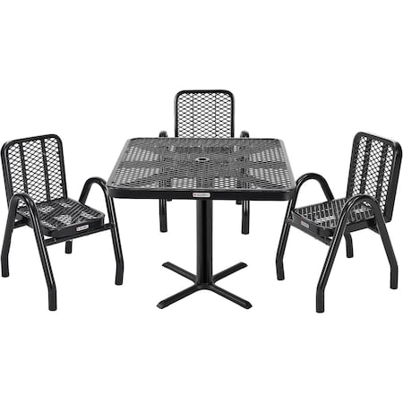 Global Industrial Outdoor Dining Set, 36in Square x 29inH Table & 4 Chairs, Black 348119BK